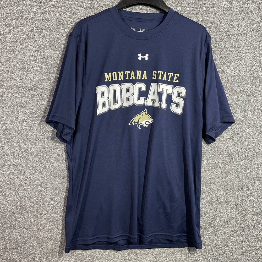 Under Armour Montana State Bobcats Shirt Mens Large Navy Blue HeatGear Tee